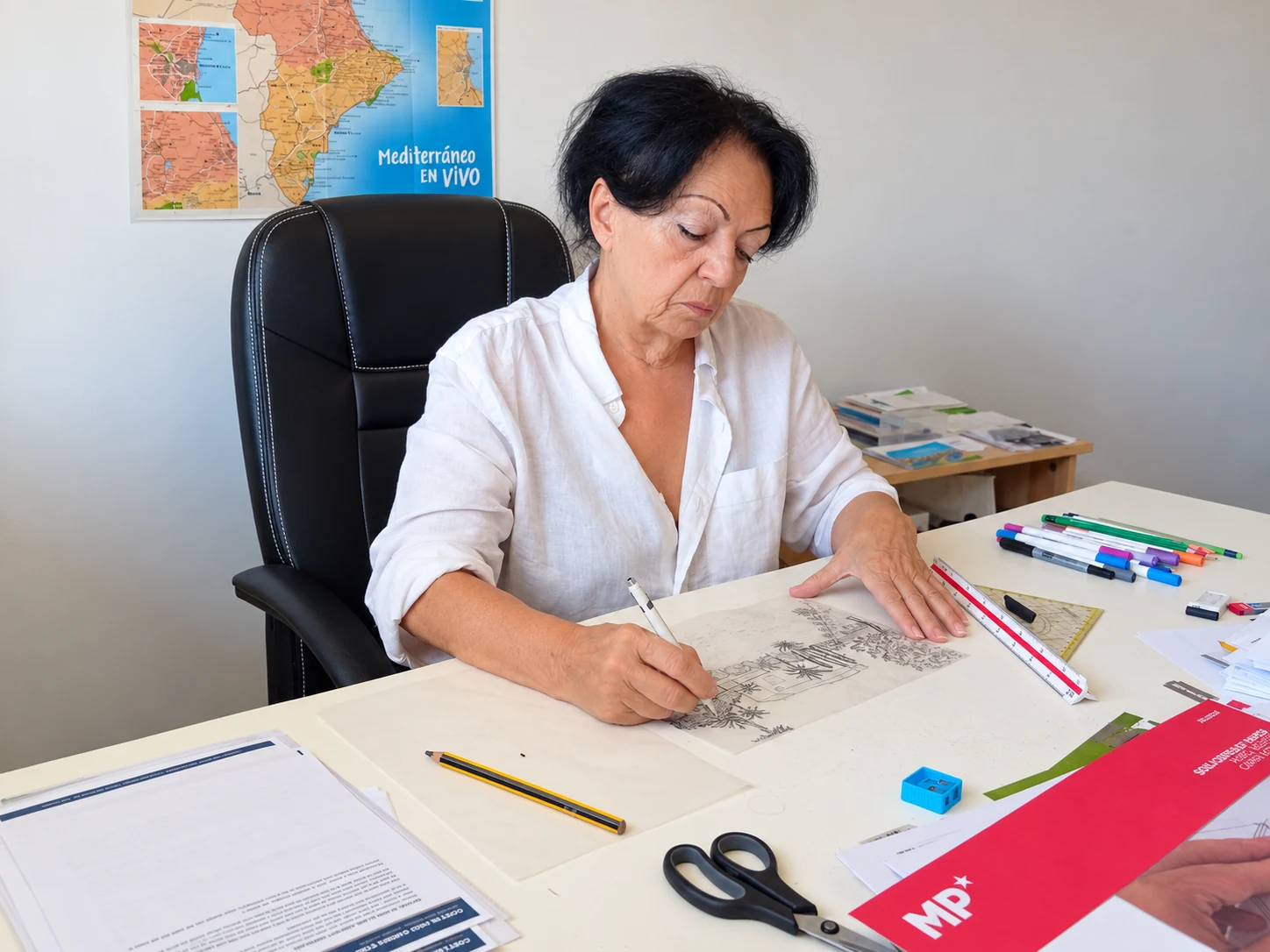Edelgard Jost at work on a landscape design